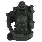 Happy Boeddha met munten groot zwart