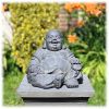 Tuinbeeld Happy Boeddha donker M