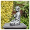 Tuinbeeld Boeddha namaskara zilver S_3
