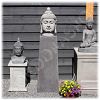 Tuinbeeld Boeddha hoofd clayfibre M licht_4