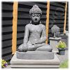 Boeddha tuinbeeld bhumisparsha L donker