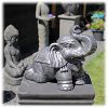 Tuinbeeld olifant op knieën zilver