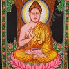 Wanddoek Boeddha op lotus onder Bhodhiboom_1