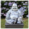Tuinbeeld Happy Boeddha zilver