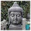 Tuinbeeld Boeddha hoofd clayfibre groot zilver