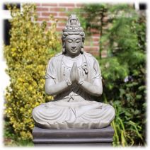 Kwan Yin tuinbeeld zittend licht