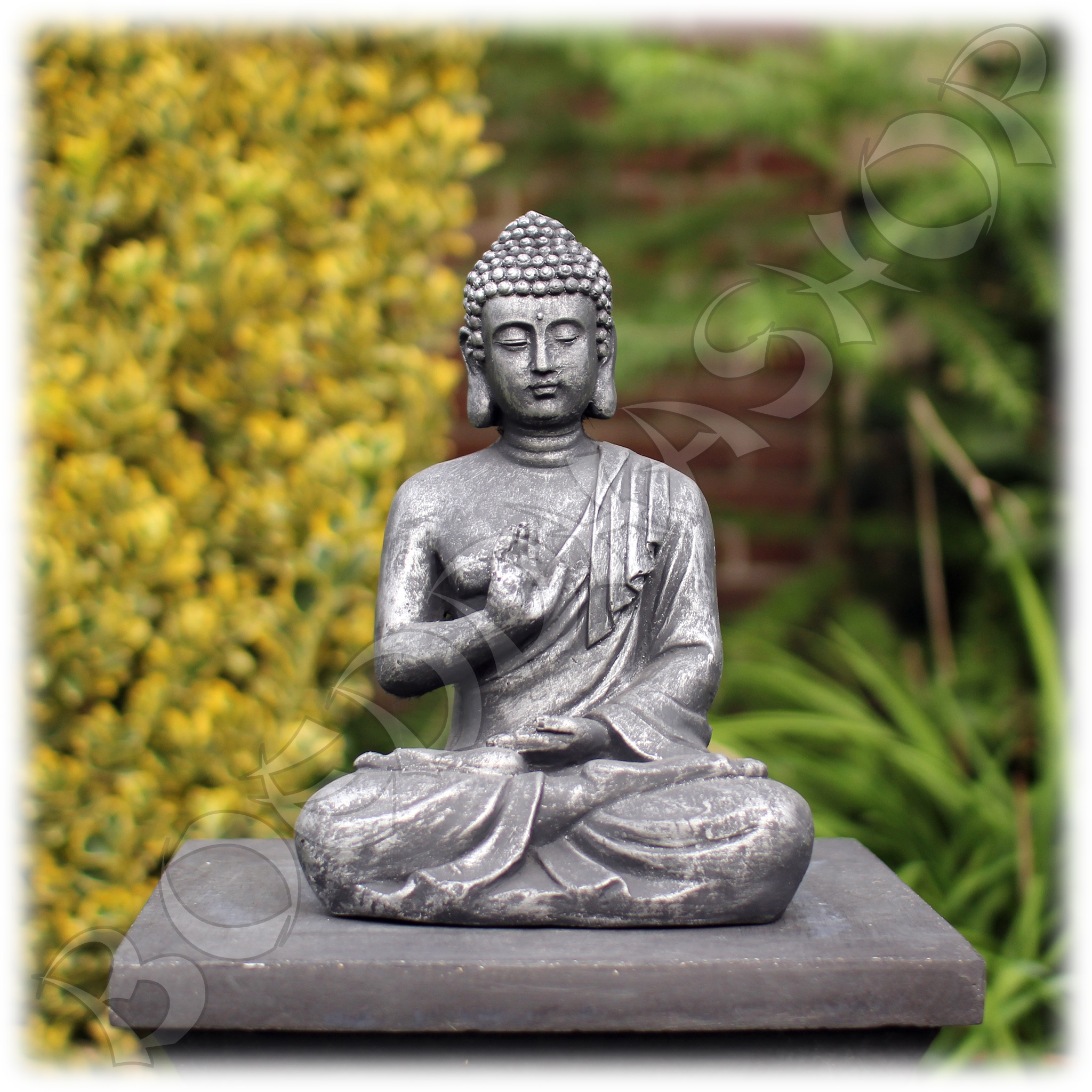 Tuinbeeld Boeddha namaskara zilver S