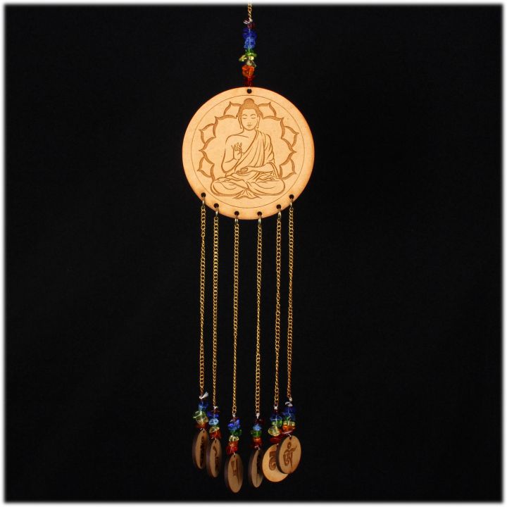 Dromenvanger 7 Chakra Boeddha hout 8cm