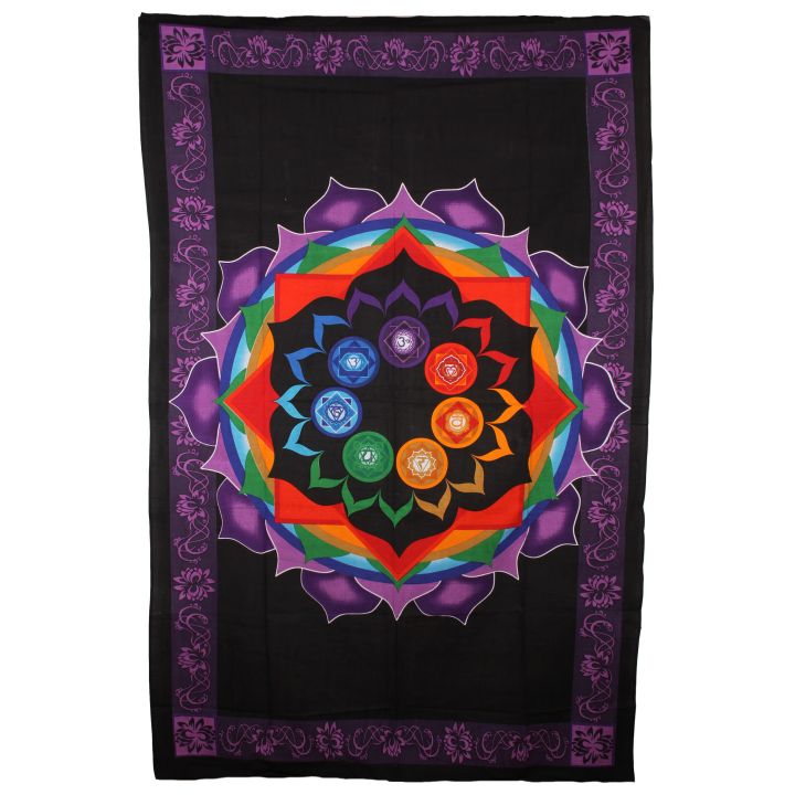 Wanddoek 7 Chakra in lotusbloem XL