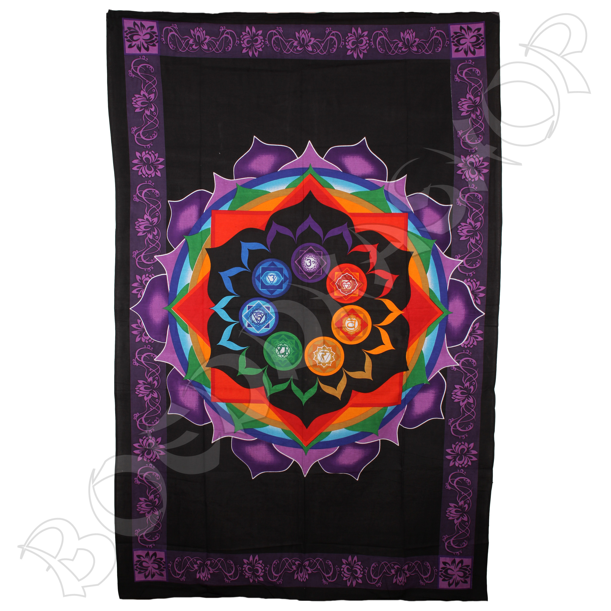 Wanddoek 7 Chakra in lotusbloem XL