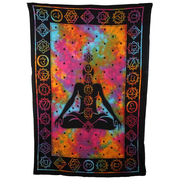Wanddoek 7 Chakra Boeddha Tie-Dye XL