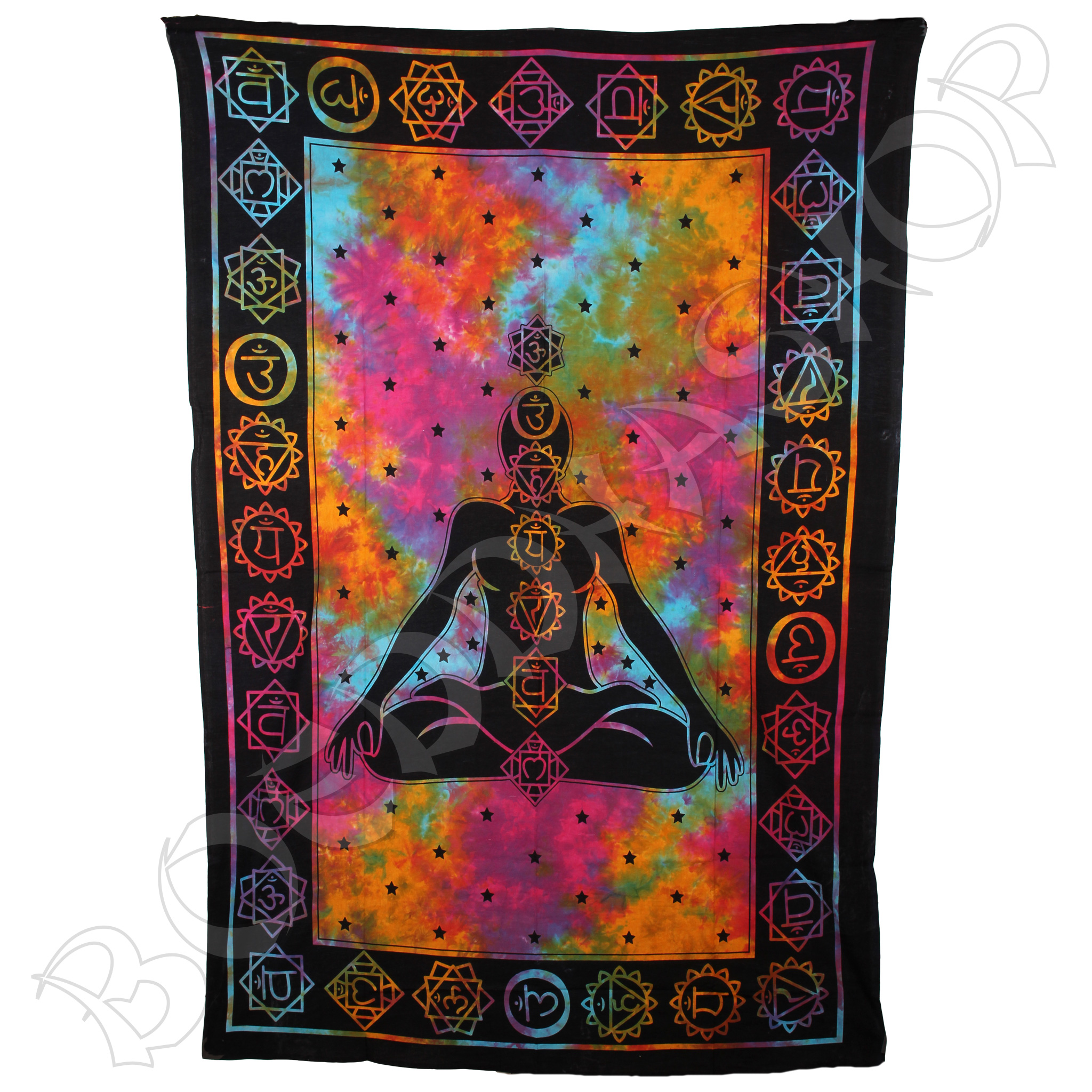 Wanddoek 7 Chakra Boeddha Tie-Dye XL