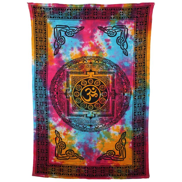 Wanddoek mandala en Om,  Tie-Dye XL