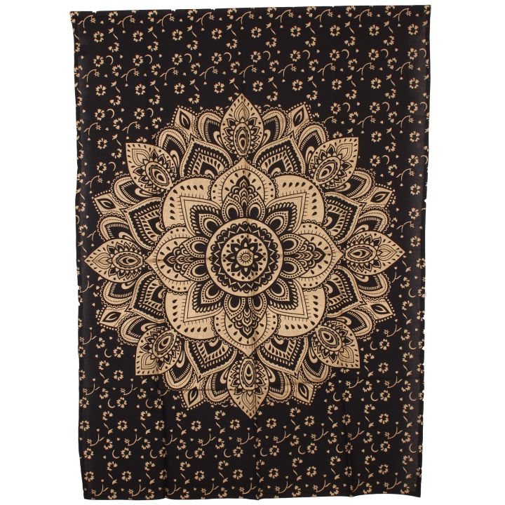 Wanddoek mandala zwart met goud