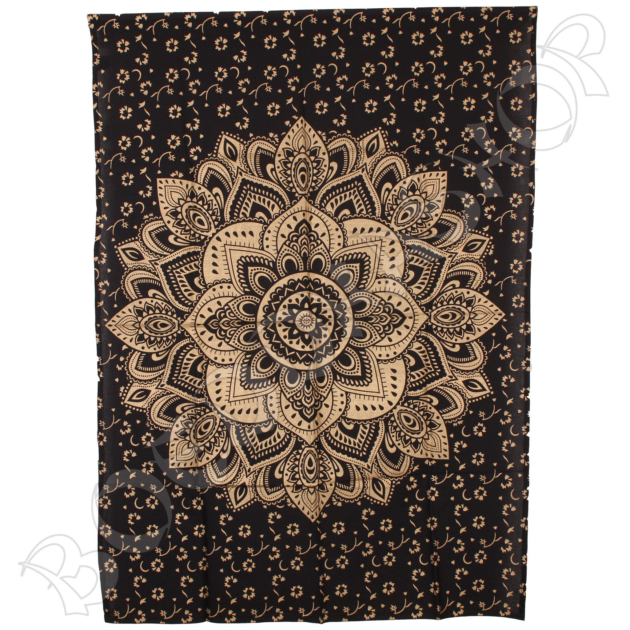 Wanddoek mandala zwart met goud
