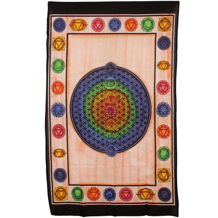 Wanddoek 7 Chakra levensbloem mandala