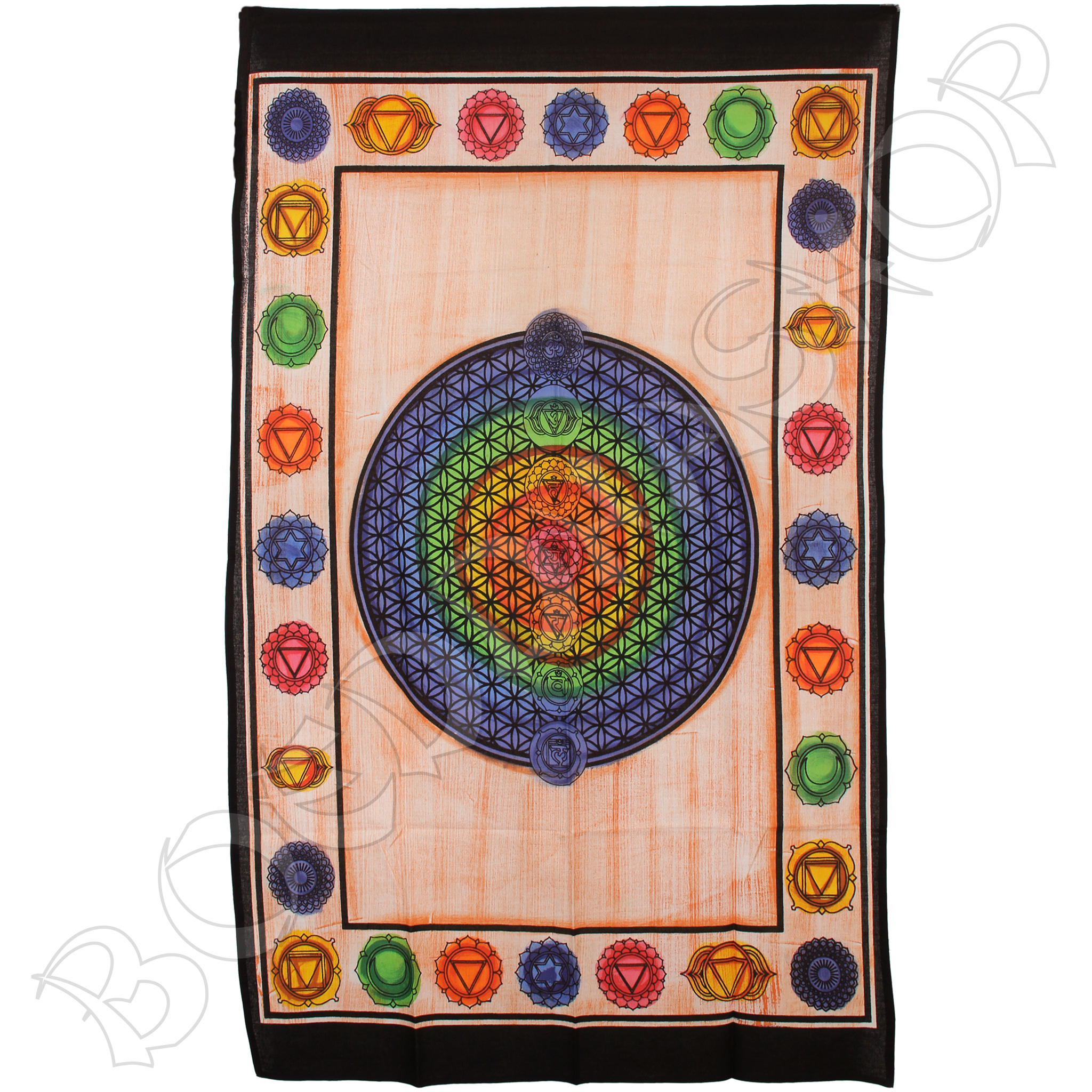 Wanddoek 7 Chakra levensbloem mandala