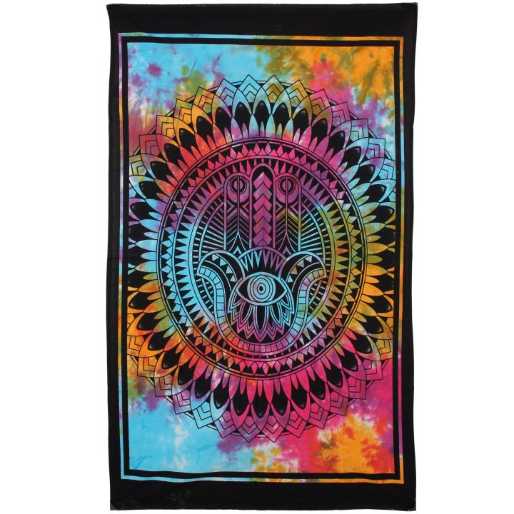 Wanddoek Hamsa, Hand van Fatima, Tie-Dye