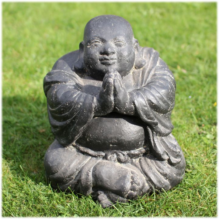 Tuinbeeld Happy Boeddha gietsteen