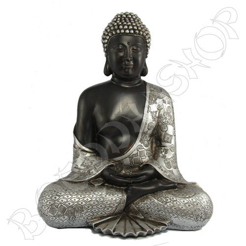 Boeddha meditatie zilver/zwart
