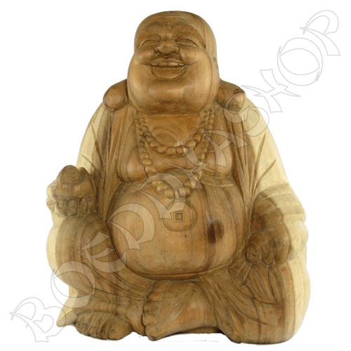 Grote houten Happy Boeddha licht
