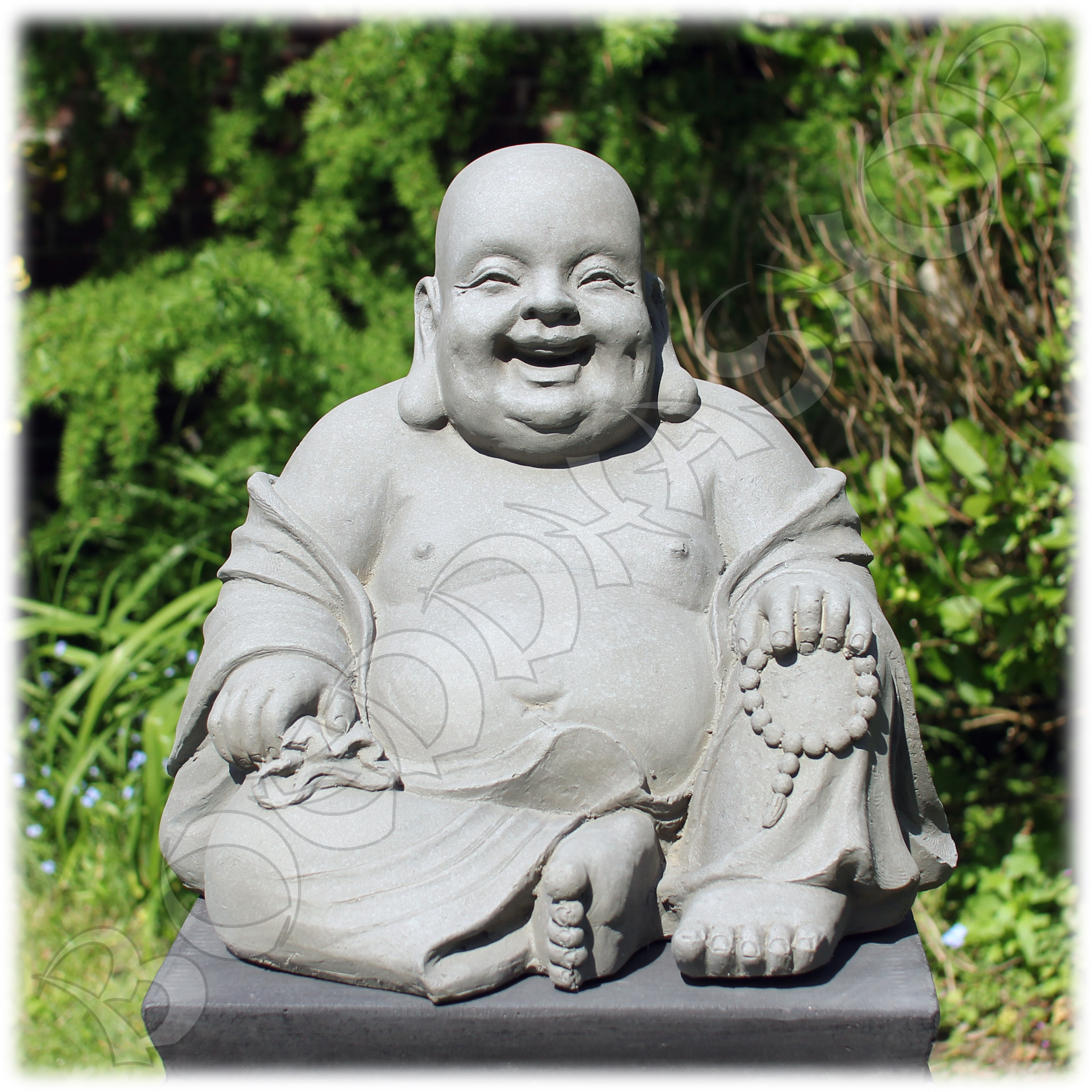 Tuinbeeld Happy Boeddha L licht