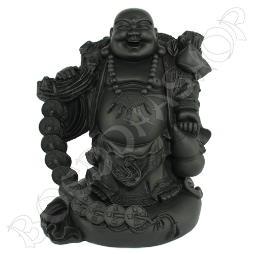 Happy Boeddha met munten groot zwart Happy Boeddha met munten groot zwart