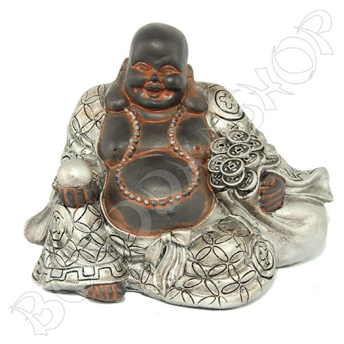 Chinese Boeddha zwart/zilver S