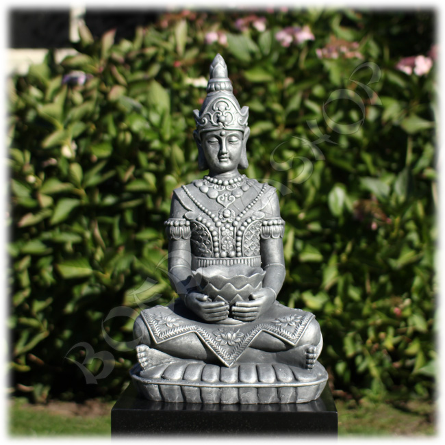 Boeddha met lotusschaal zilver