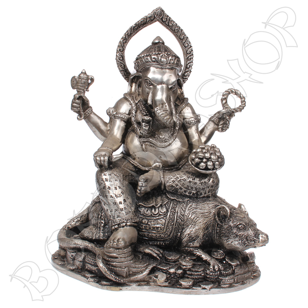 Handgemaakte bronzen Ganesha op rat