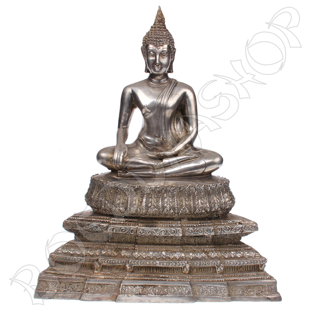 Bronzen Thaise Boeddha op troon