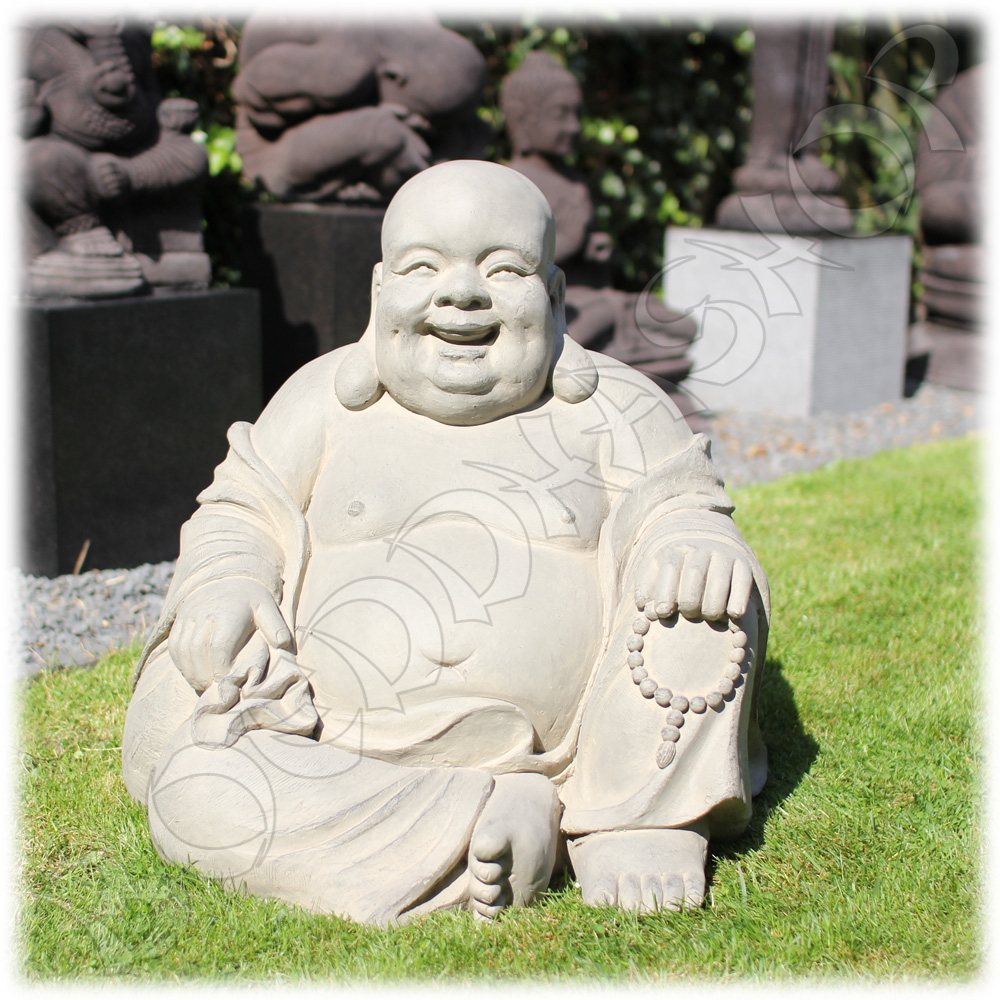Tuinbeeld Happy Boeddha grijs XL