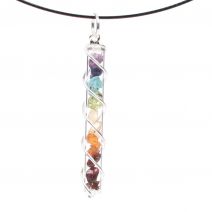 Chakra ketting zilver met edelstenen in glasbuis