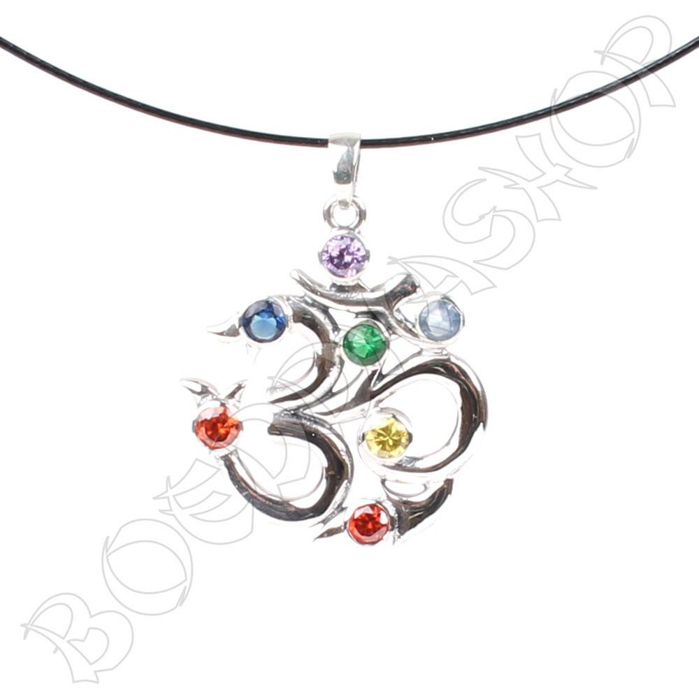 Chakra ketting zilver met edelstenen OHM