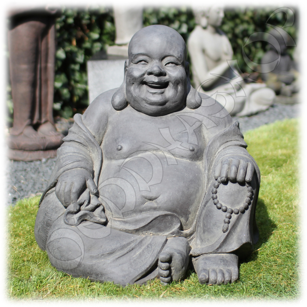Tuinbeeld Happy Boeddha donker XL