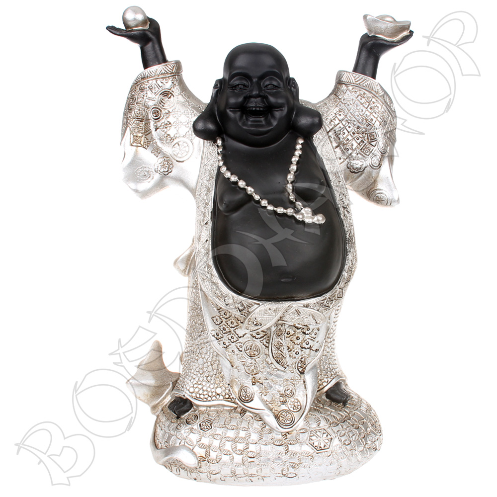 Happy Boeddha hotei zwart/zilver
