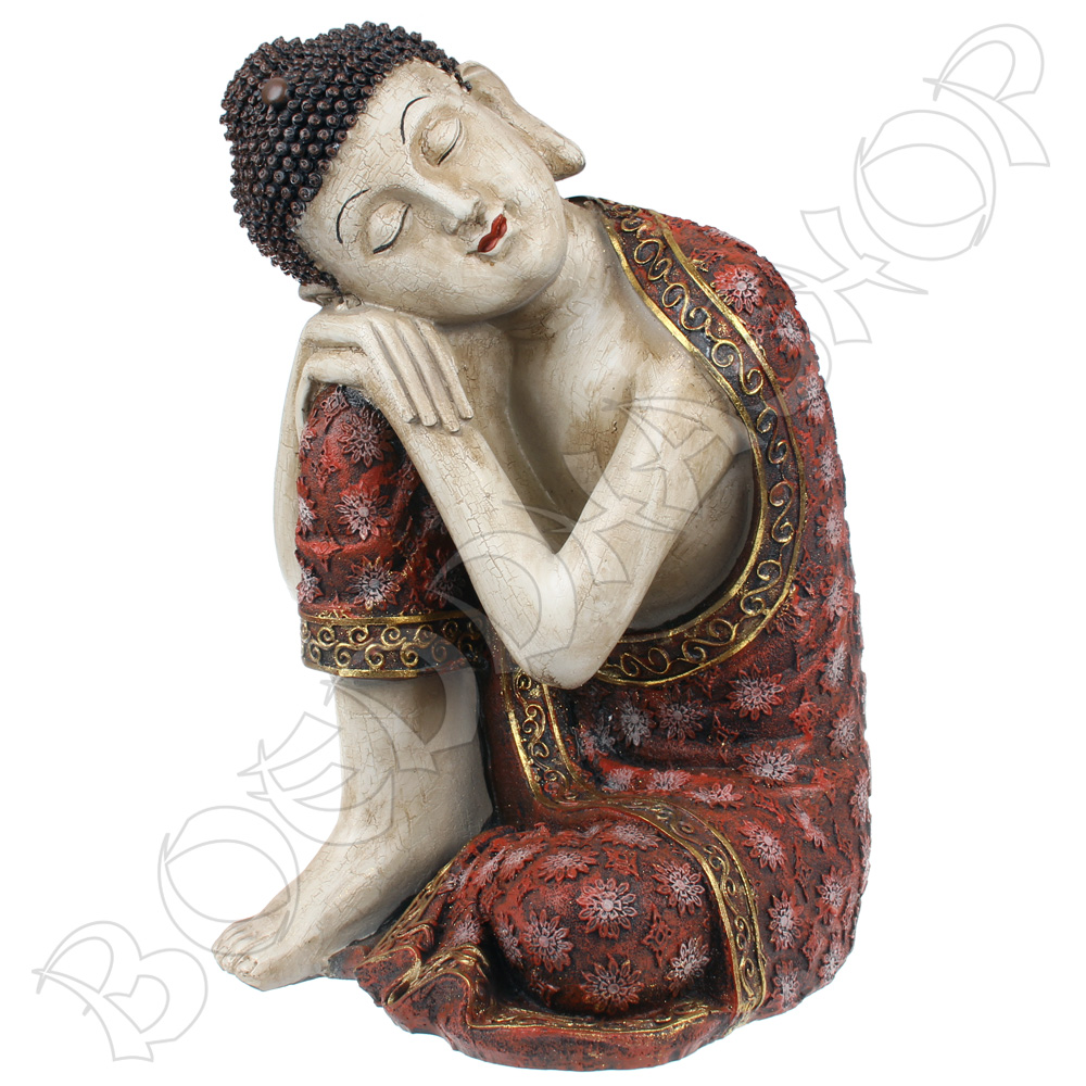 Slapende Indische Boeddha rood L