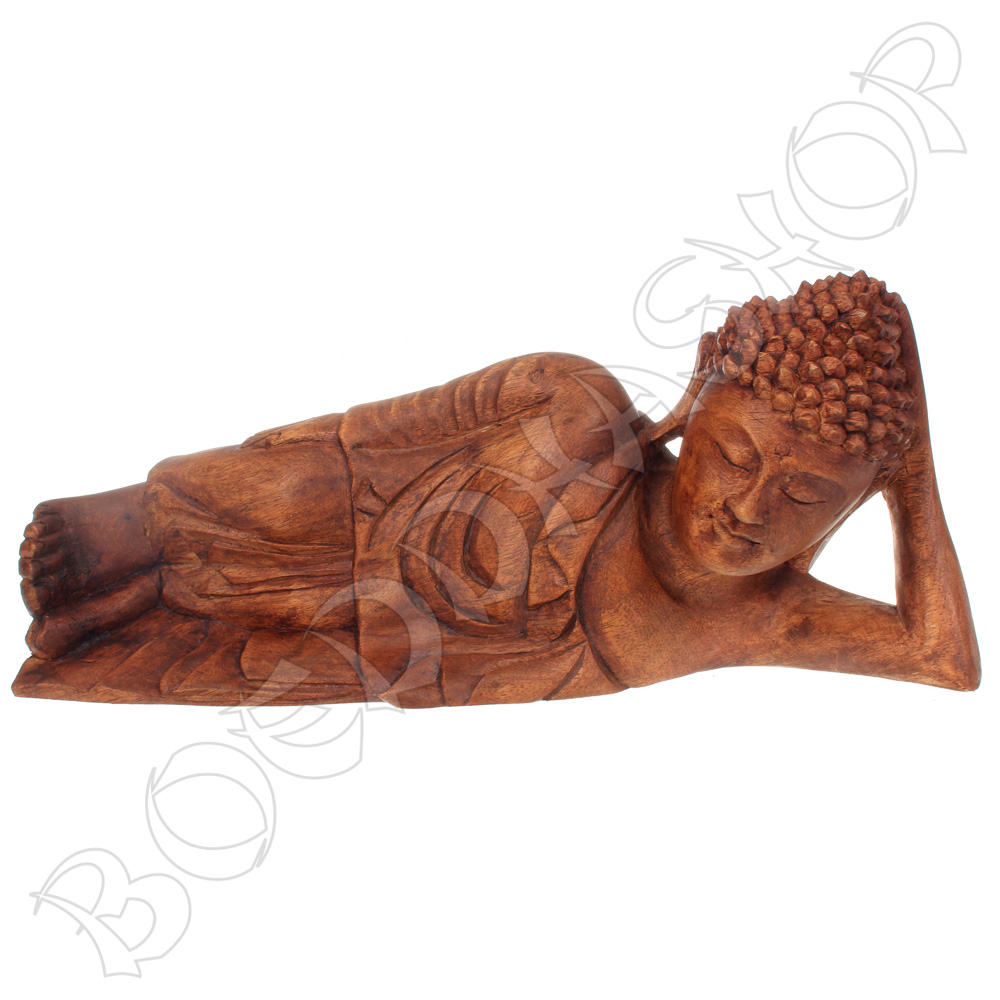 Liggende Indische Boeddha hout 30cm
