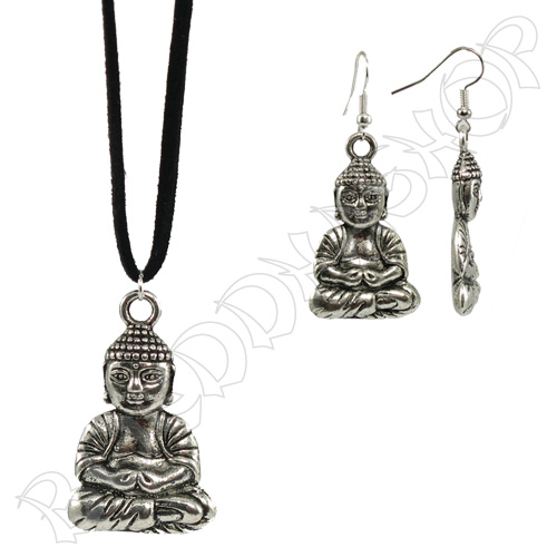 Set Boeddha oorbellen + ketting