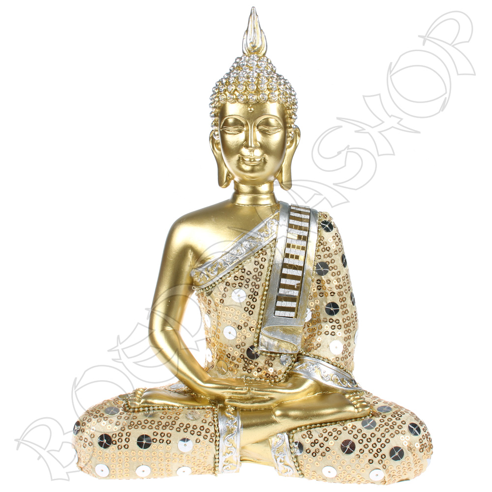 Thaise meditatie Boeddha goud met luxe gewaad