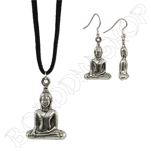 Set Boeddha oorbellen + ketting