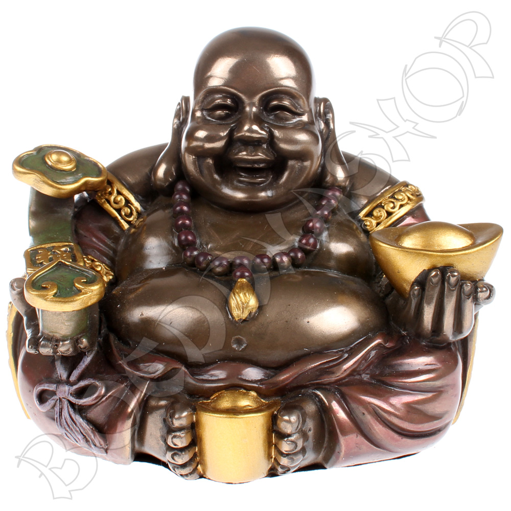 Chinese dikbuik Boeddha met yuni en goudklomp